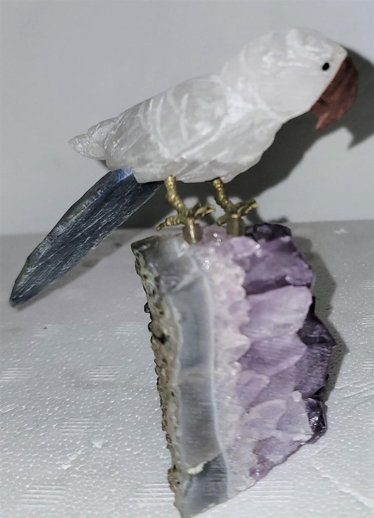 Pair of Crystal and Amethyst Birds For Sale 2