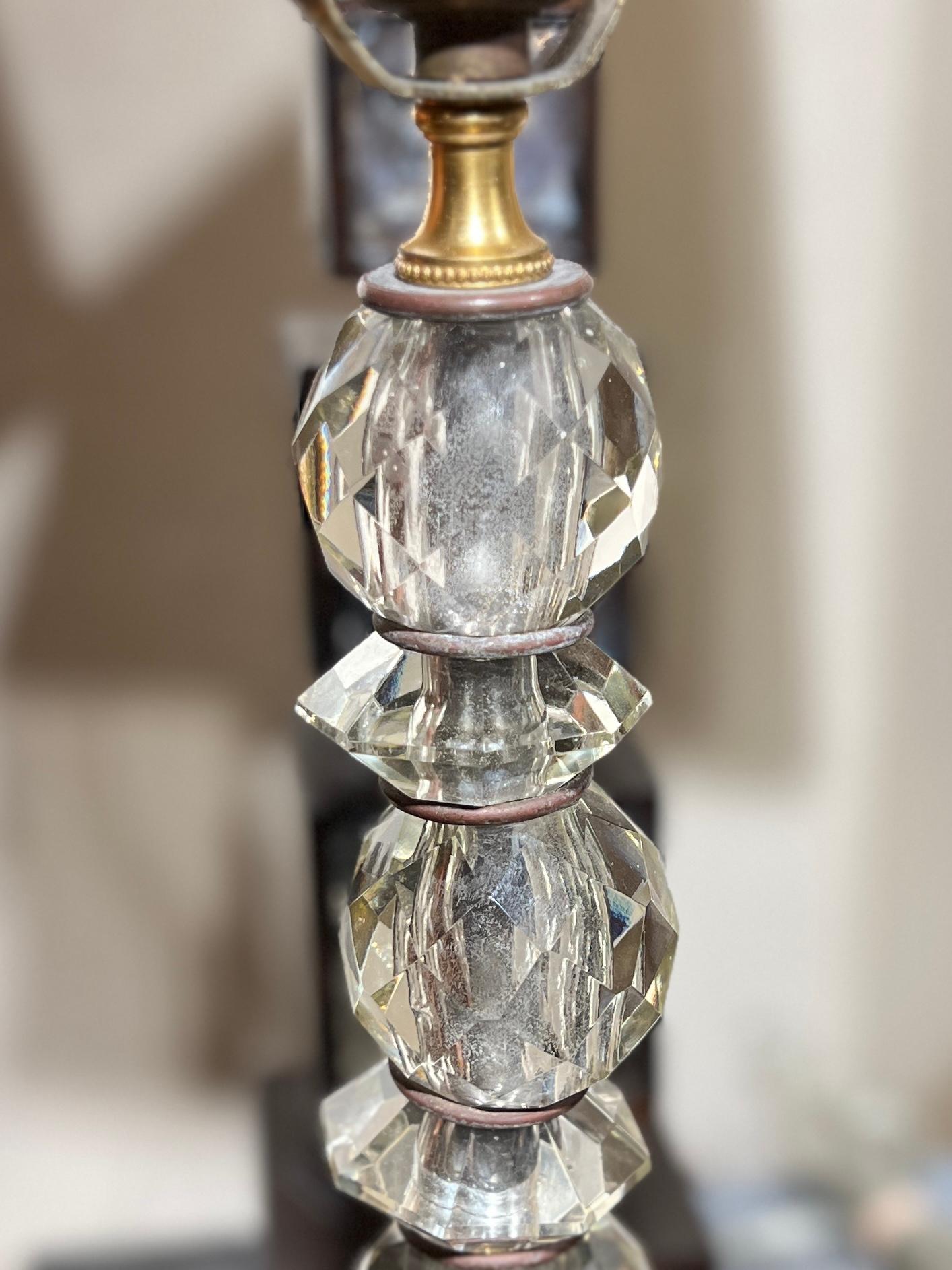 Pareja de cristal y bronce  Lámparas de estilo Caldwell Francés en venta