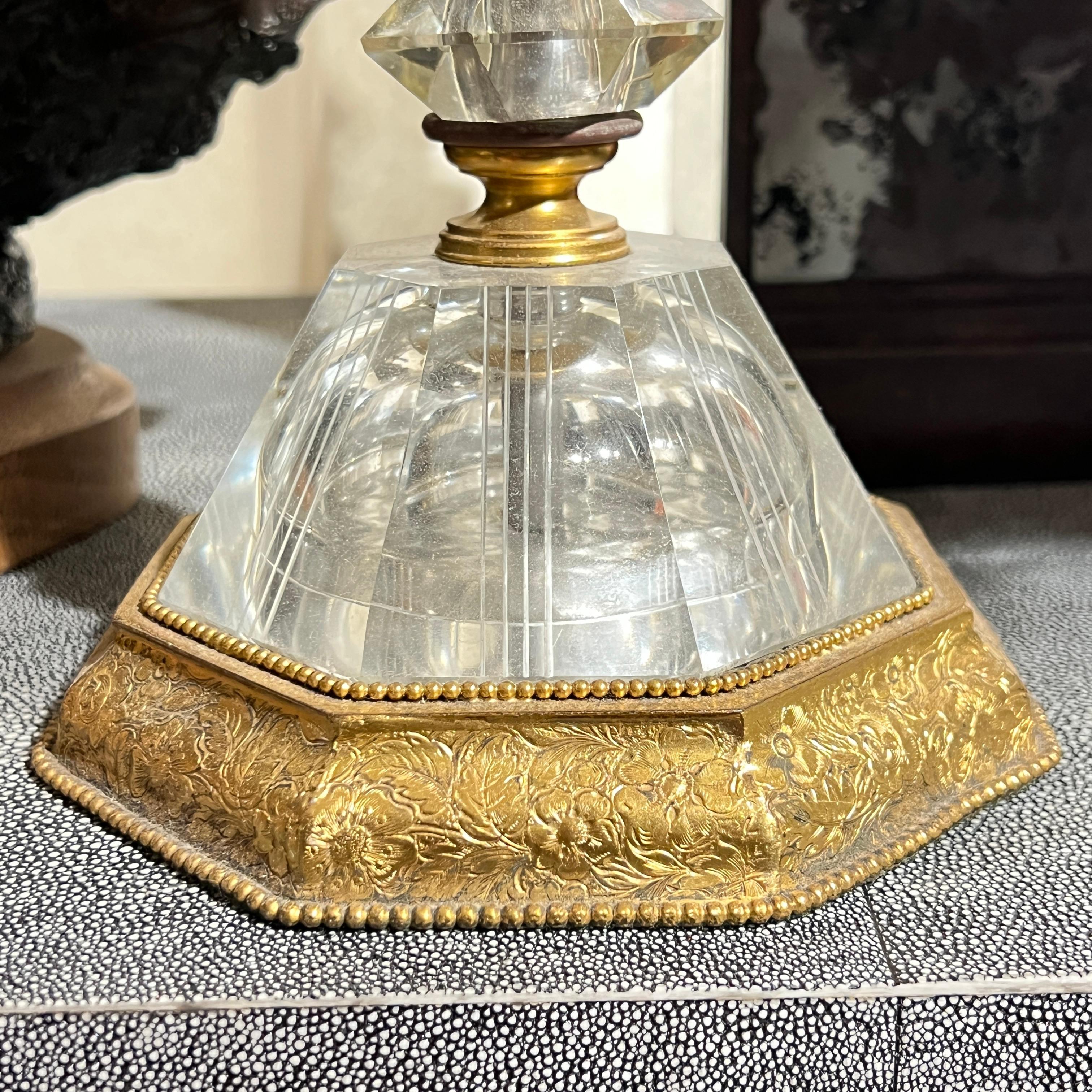 Pareja de cristal y bronce  Lámparas de estilo Caldwell Dorado en venta