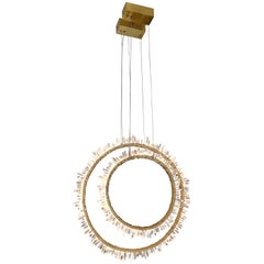 Pair of Crystal and Bronze Circles Ceiling Lights