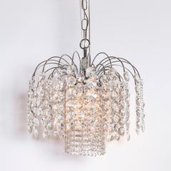 Pair of Crystal and Chrome Chandelier, Attributed to Swarovski, Austria