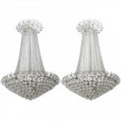Pair of Crystal and Chrome Chandeliers