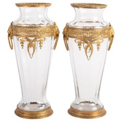 Pair of Crystal and Gilt Bronze Vases