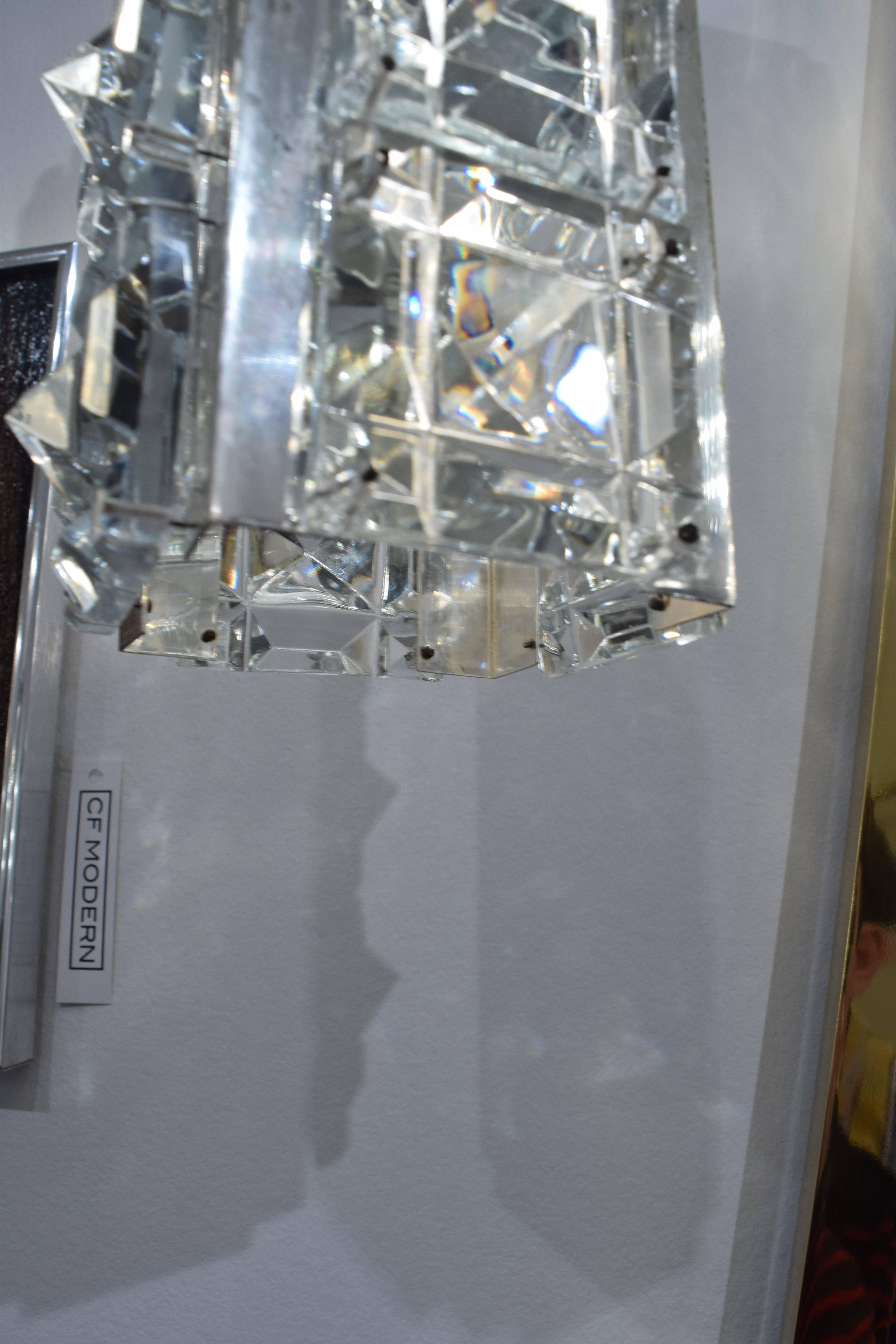Faceted Pair of Crystal and Silver Austrian Pendents