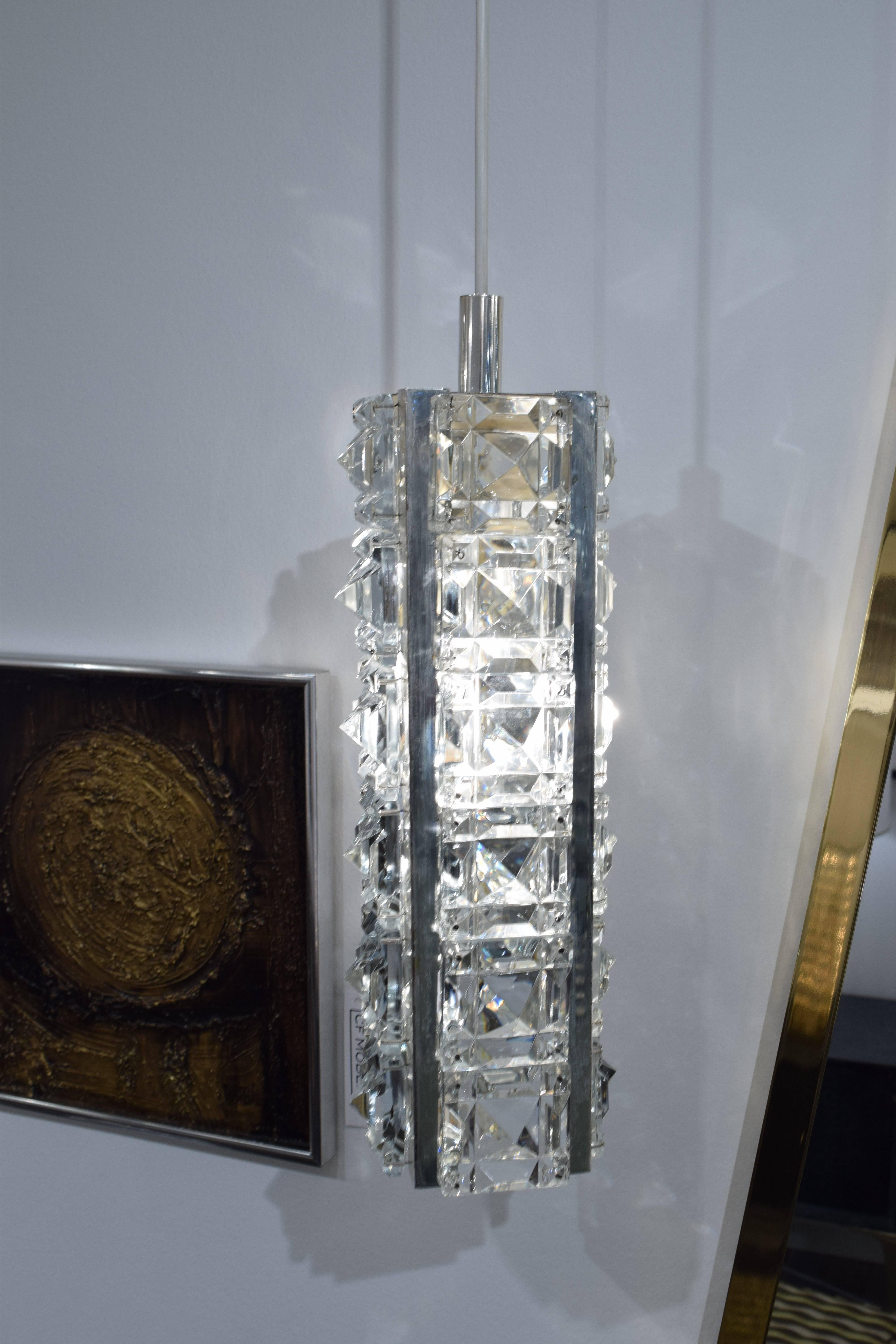 Glass Pair of Crystal and Silver Austrian Pendents