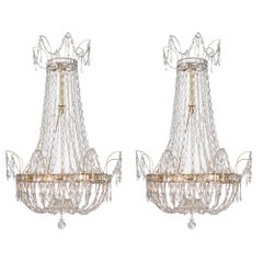 Pair of Crystal Antique Chandeliers