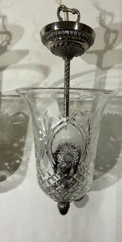 Pair Of Crystal Bell Jar Lantern Or Pendant Light