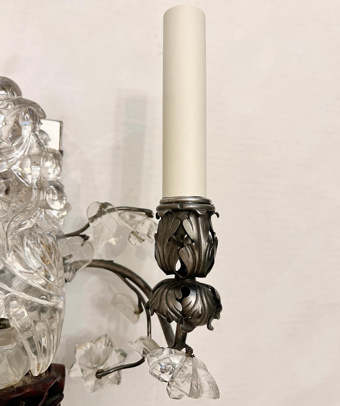 Francese Coppia di lampade a uccello in cristallo in vendita