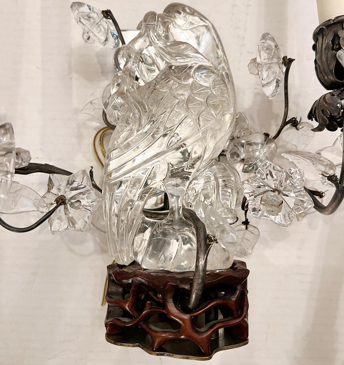 Coppia di lampade a uccello in cristallo In condizioni buone in vendita a New York, NY