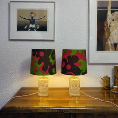 Pair of Crystal Block Lamps by Pukeberg, Sweden, 1960s