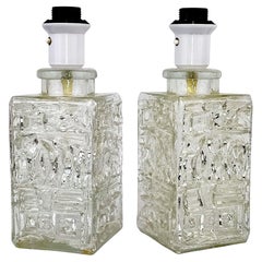 Pair of Crystal Block Lamps by Pukeberg, Sweden, 1960s