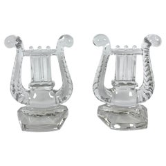 Pair of Crystal Bookends, Harp Shaped