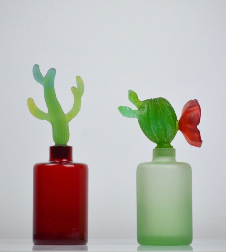 Pair of crystal bottles by Hilton Mcconnico for Daum, France at