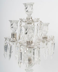Paire de candélabres en cristal à 4 bras de lumière, 20e siècle.