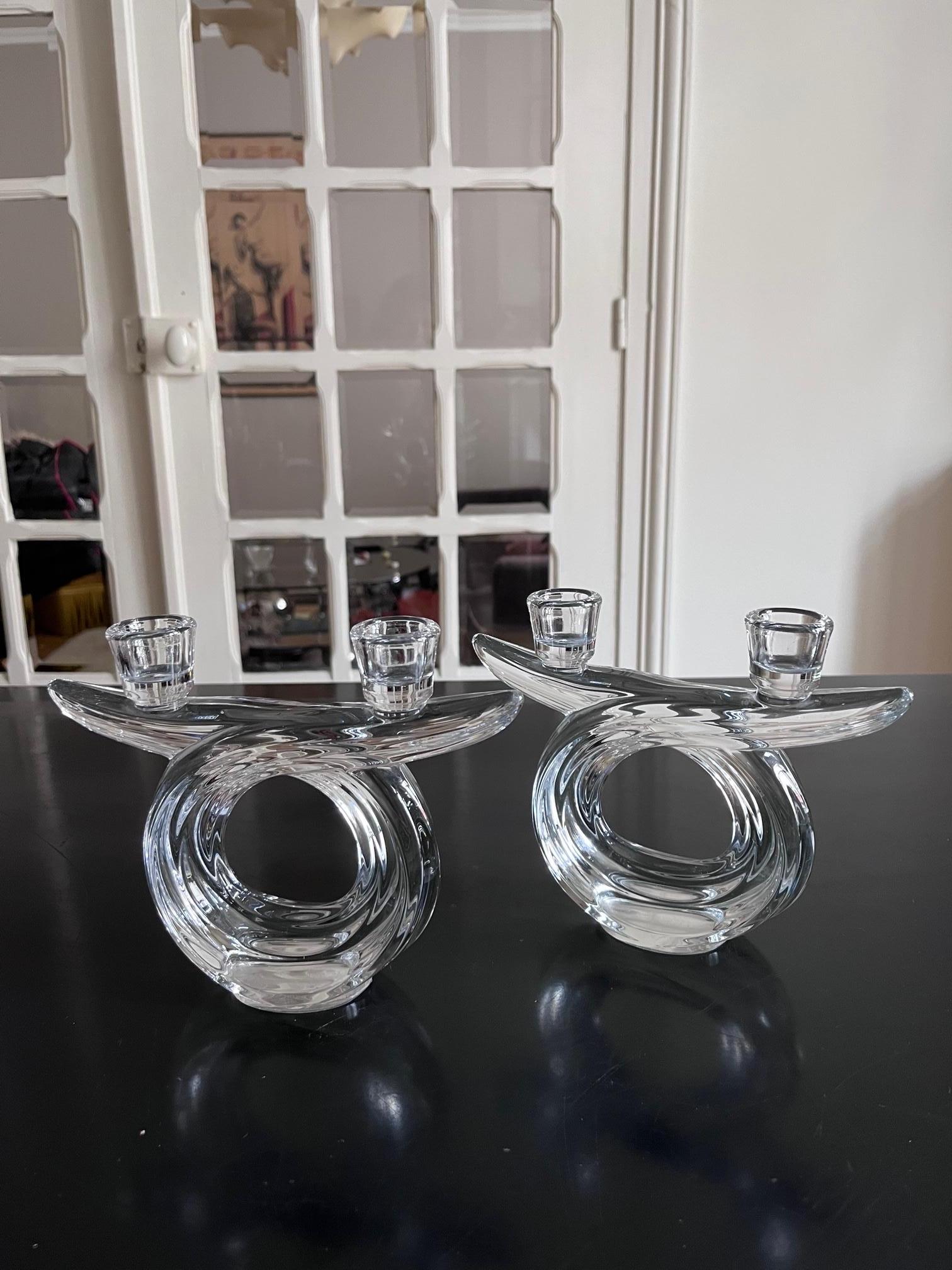 20th Century Pair of Crystal Candle Holders For Sale