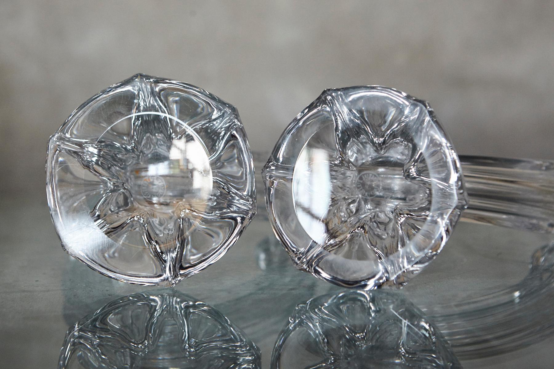 Pareja de candelabros de cristal de Cristallerie Lorraine, Francia, años 50 en venta 5