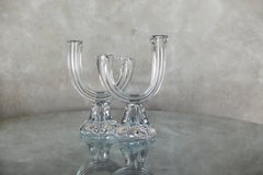 Coppia di portacandele in cristallo di Cristallerie Lorraine, Francia, anni '50