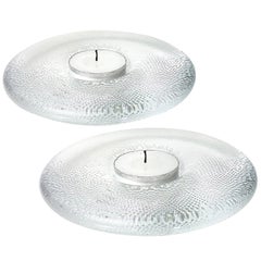 Pair of Crystal Candleholders by Iittala, Finland