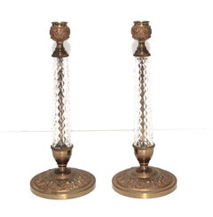 Pair of Crystal Candlesticks by Cristalleries de Sevres