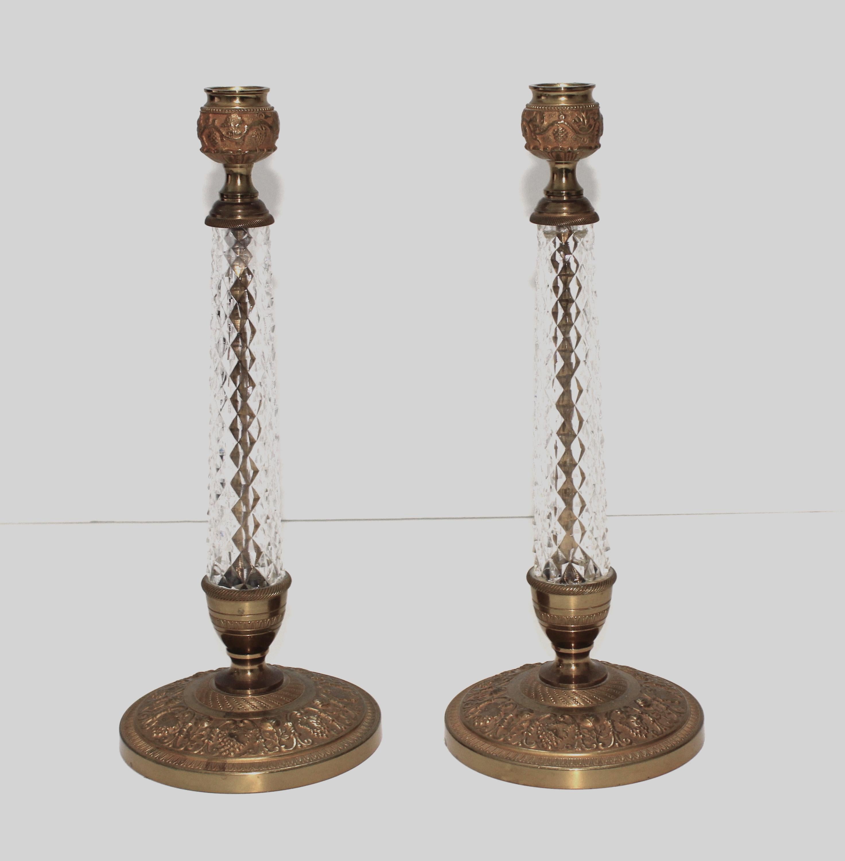 Louis XVI Pair of Crystal Candlesticks by Cristalleries de Sevres For Sale
