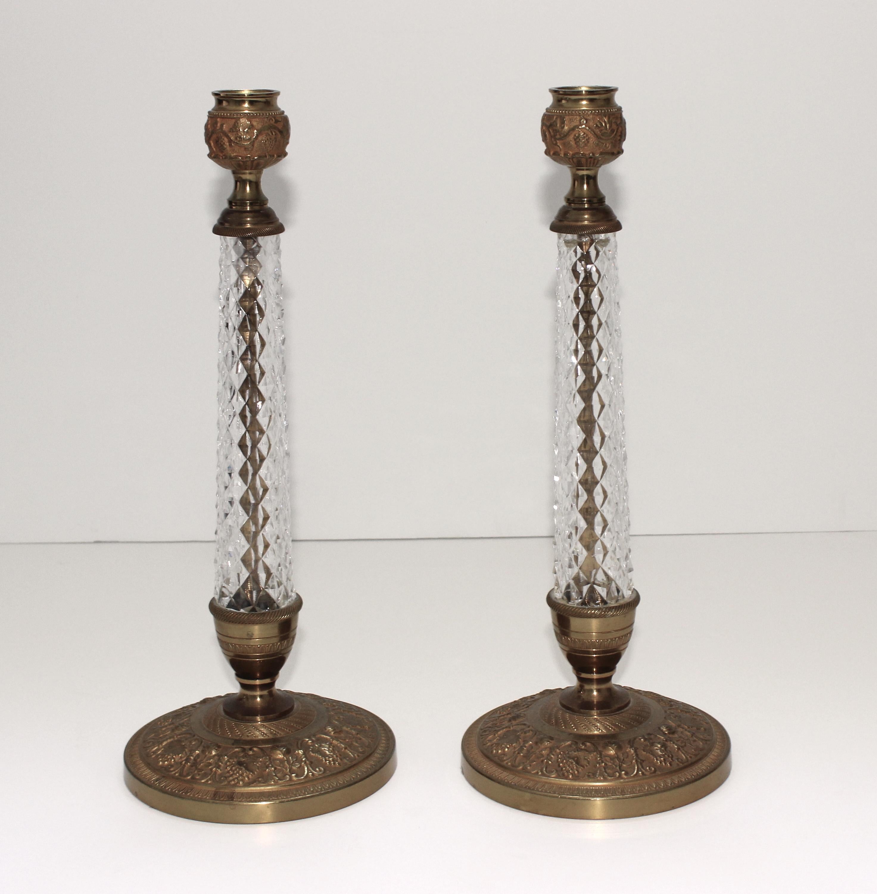 French Pair of Crystal Candlesticks by Cristalleries de Sevres For Sale