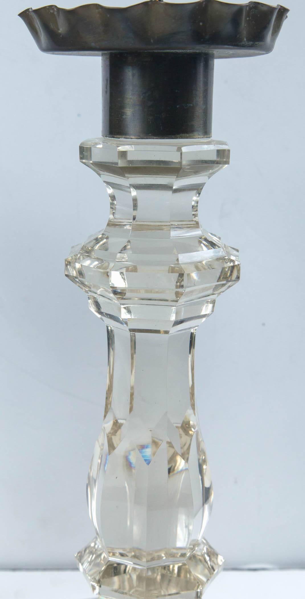 Pair of Crystal Candlesticks For Sale 2