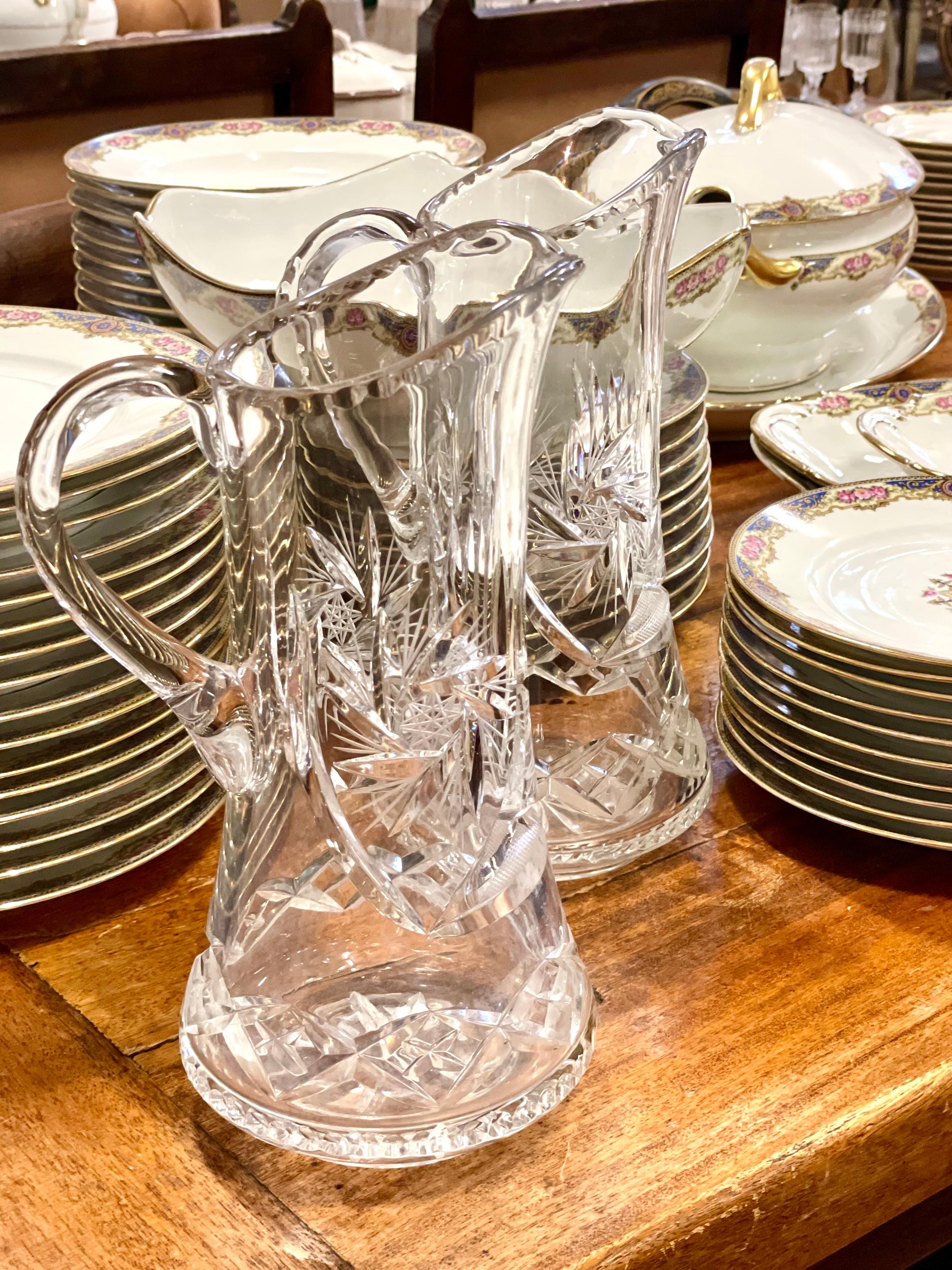 Pair of  Crystal Carafes in the Saint Louis Style 20th Century For Sale 9