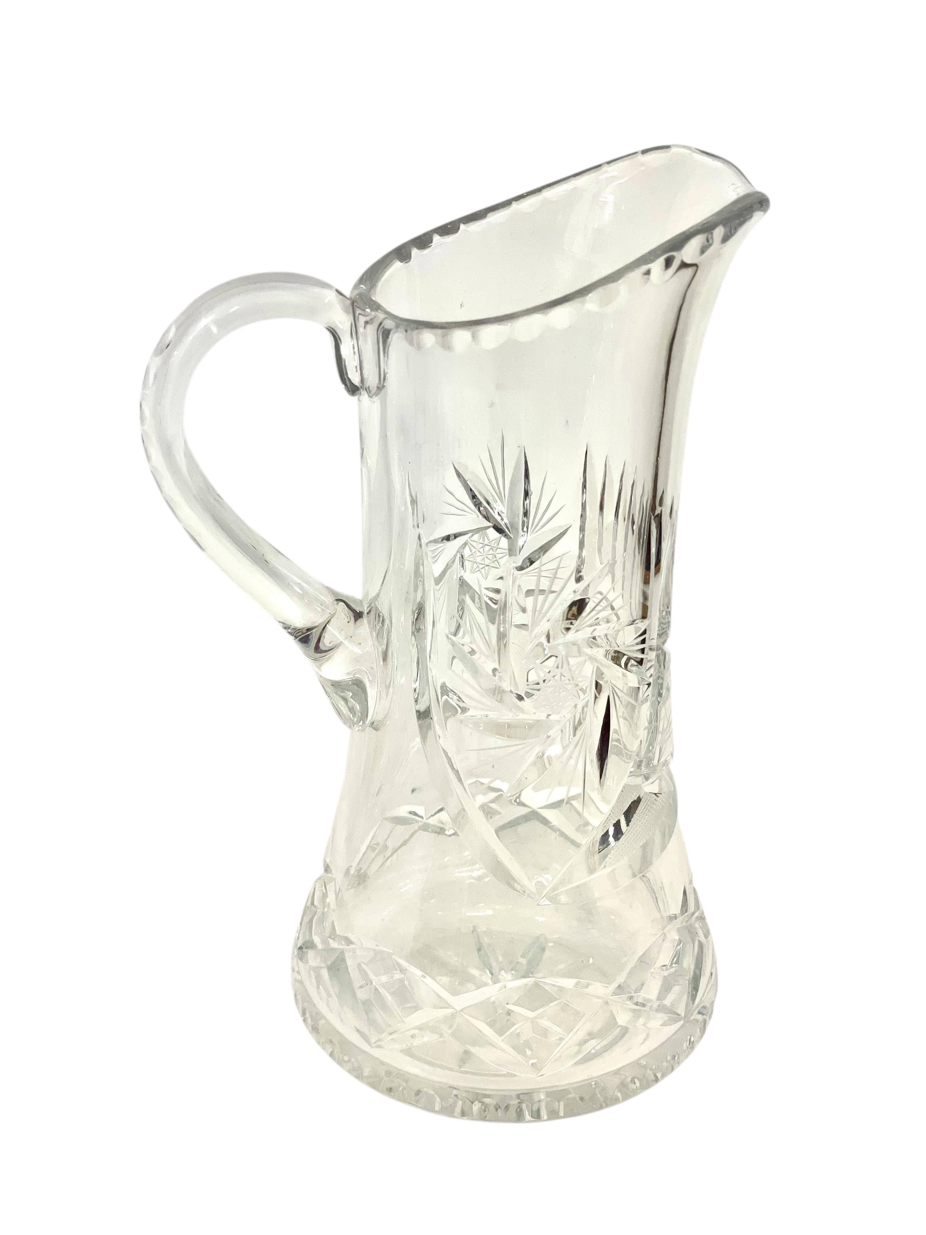 French Pair of  Crystal Carafes in the Saint Louis Style 20th Century For Sale