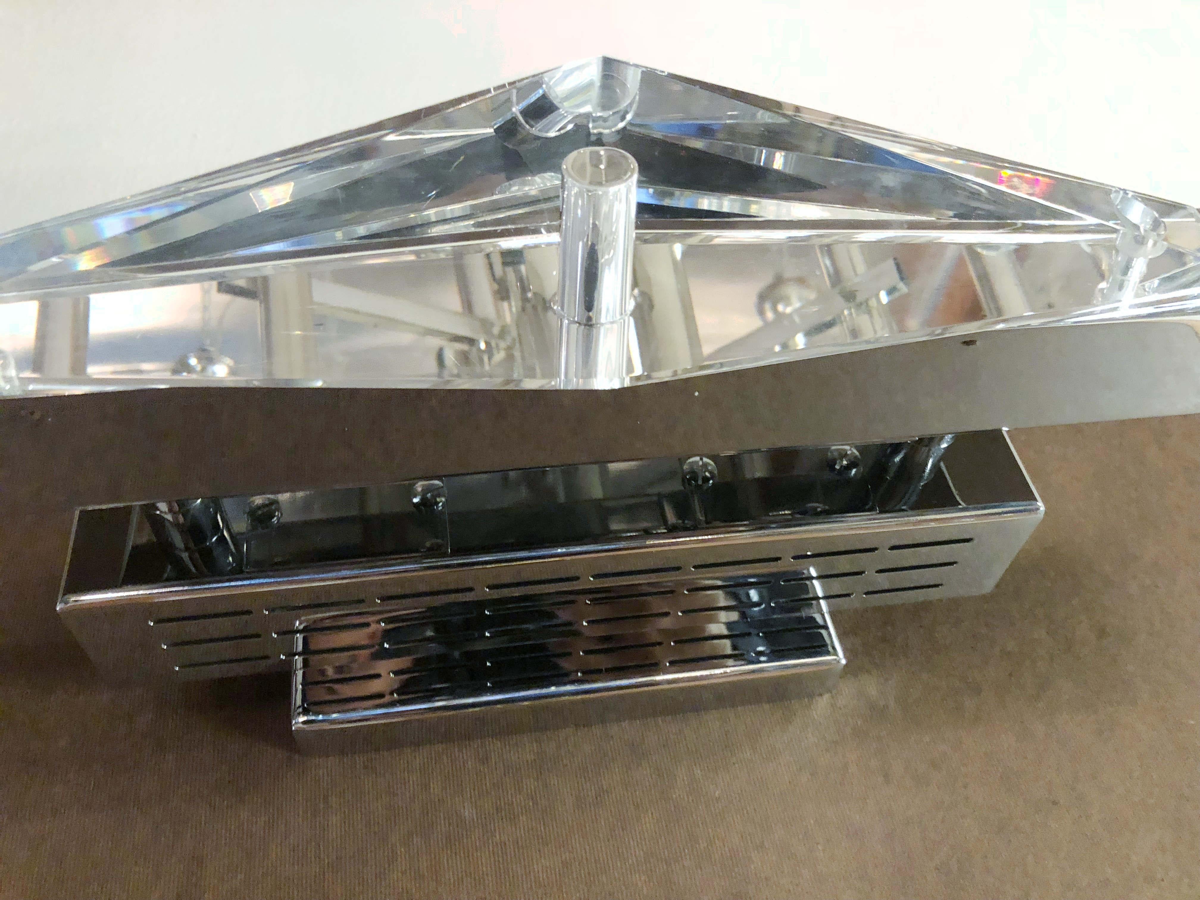Pair of Crystal Chrome Sconces / Flush Mounts by Fabio Ltd In Excellent Condition In Los Angeles, CA
