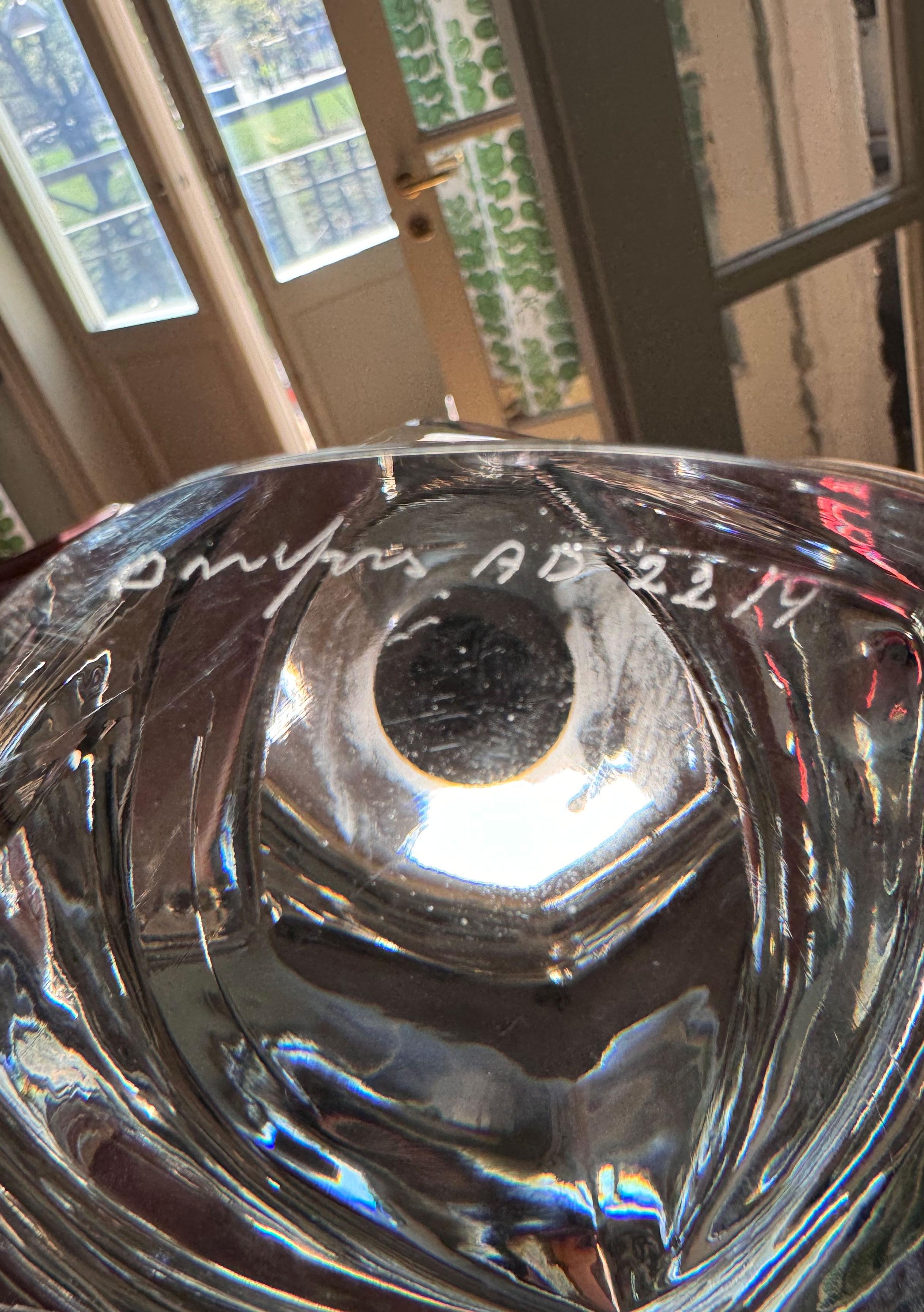 Fin du 20e siècle Paire de lampes de bureau en verre transparent Olle Alberius, Orrefors, Suède en vente