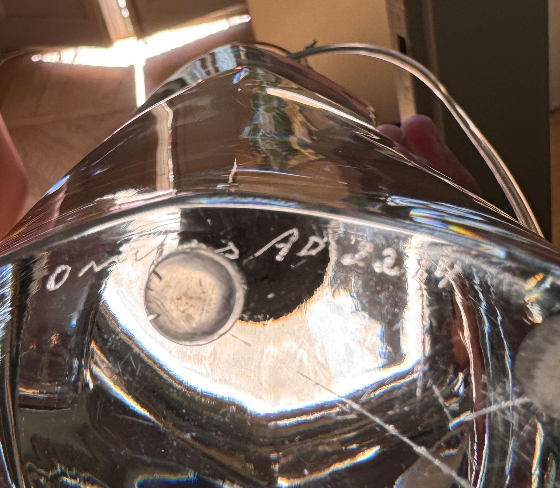 Cristal Paire de lampes de bureau en verre transparent Olle Alberius, Orrefors, Suède en vente
