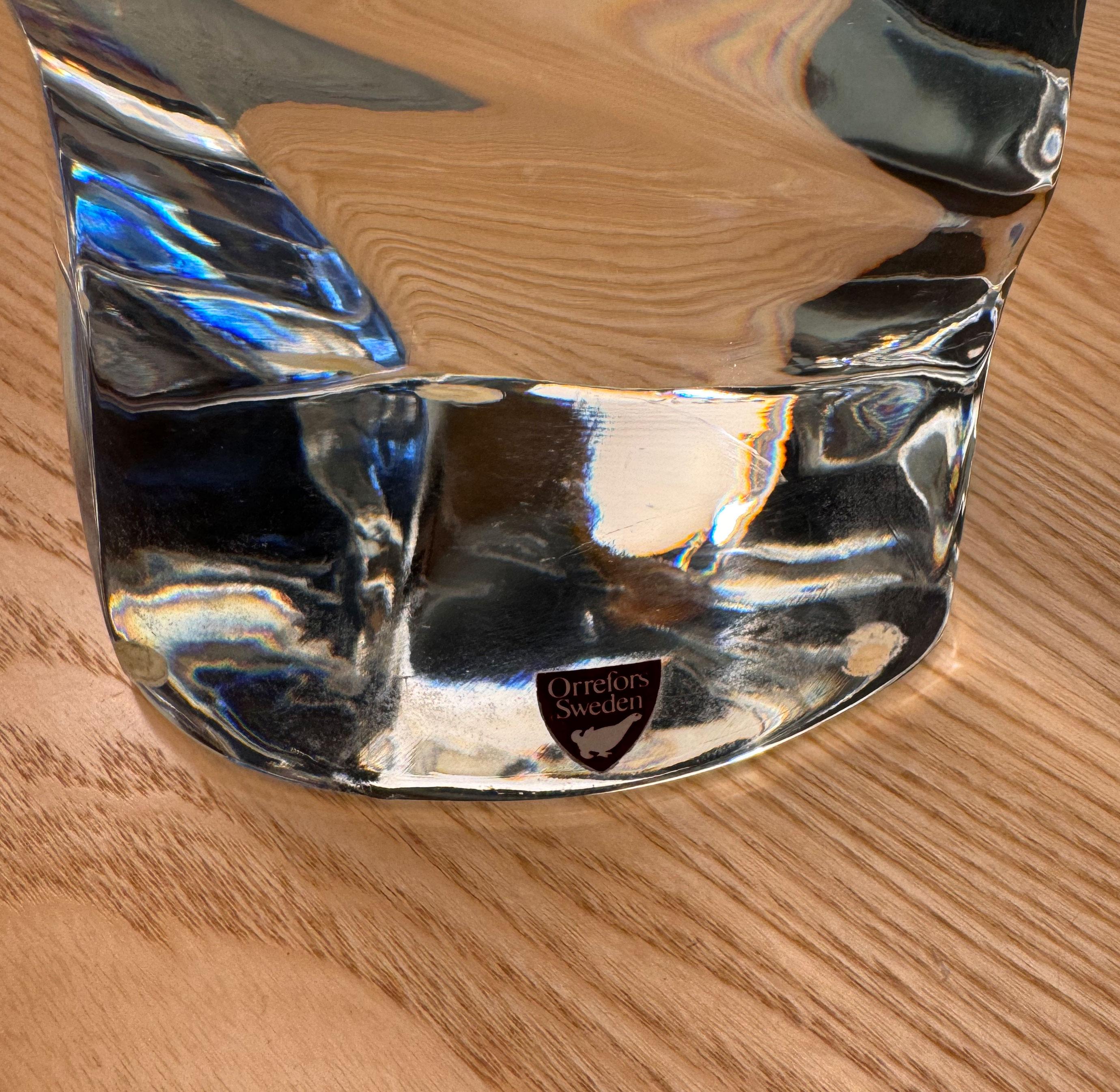 Paire de lampes de bureau en verre transparent Olle Alberius, Orrefors, Suède en vente 1