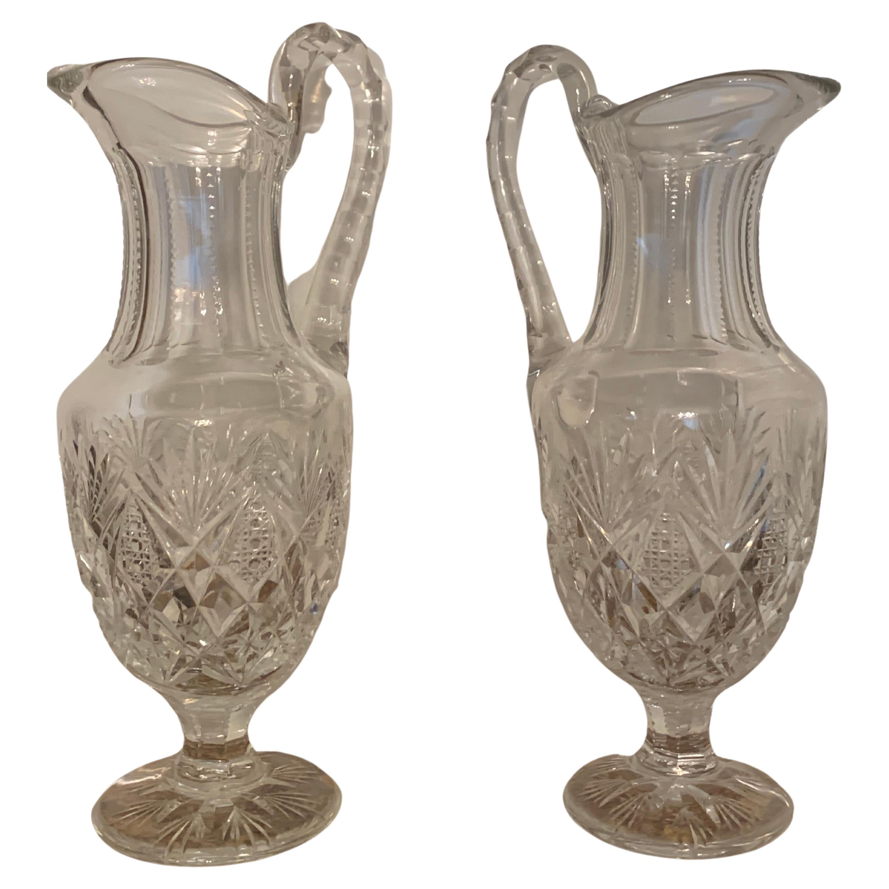 Pair of Crystal Decanters Probably St Louis For Sale