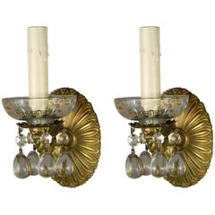 Pair of Crystal Drops Sconce