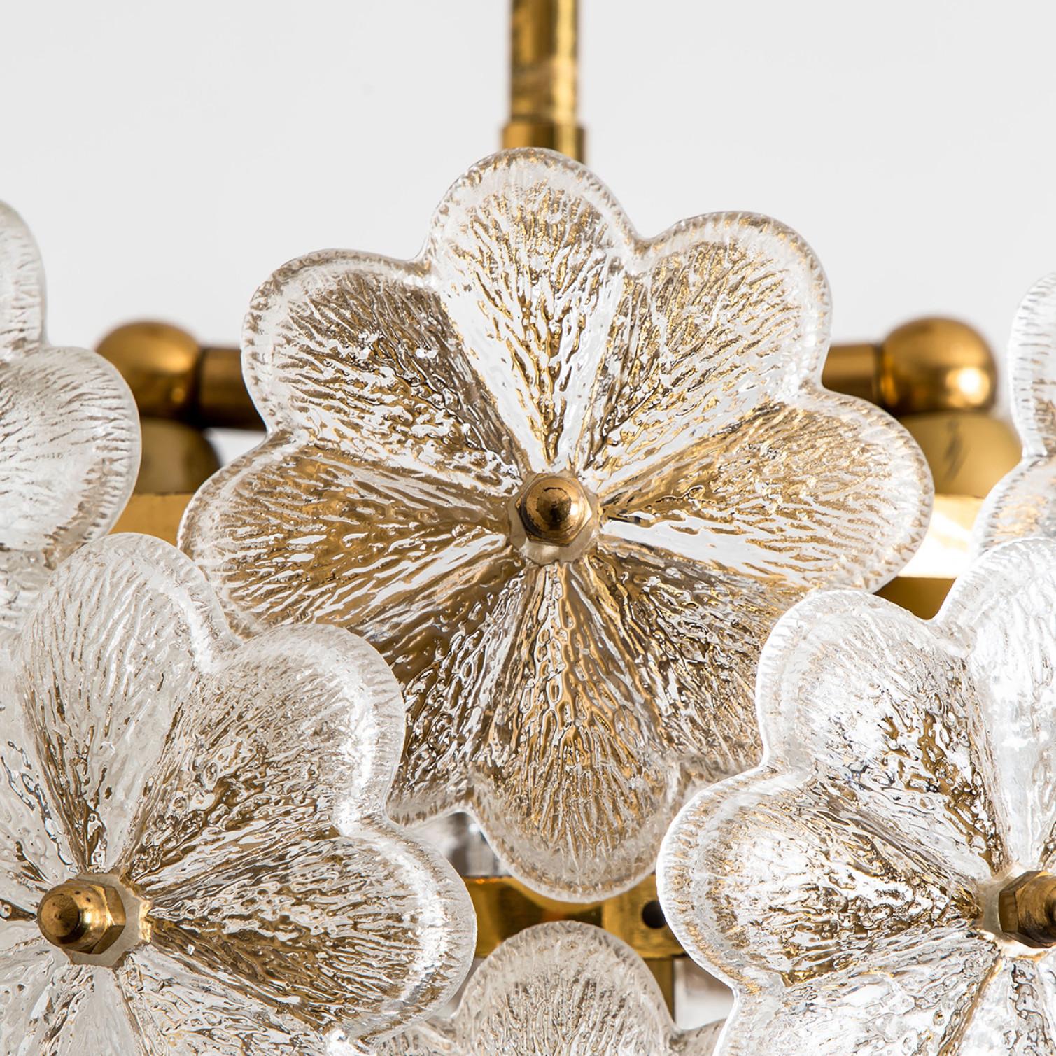 Late 20th Century Pair of Crystal Flower Chandeliers by Ernst Palme, Germany, 1970s