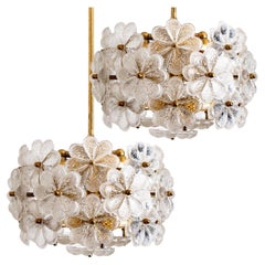 Pair of Crystal Flower Chandeliers by Ernst Palme, Germany, 1970s