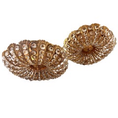 Pair of Crystal Flush Mounted Lights. Sold Individually.