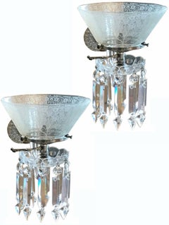 Pair of Crystal Gasolier Wall Sconces