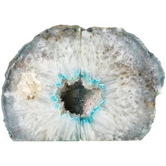 Pair of Crystal Geode Bookends with Hues of Turquoise
