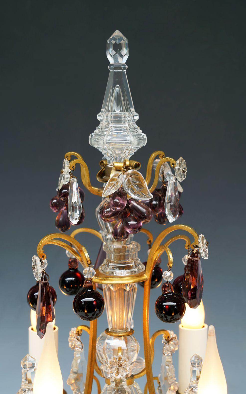 Pair of Crystal & Gilded Bronze Girandoles attr. to H. Vian, France, circa 1890 In Good Condition For Sale In PARIS, FR