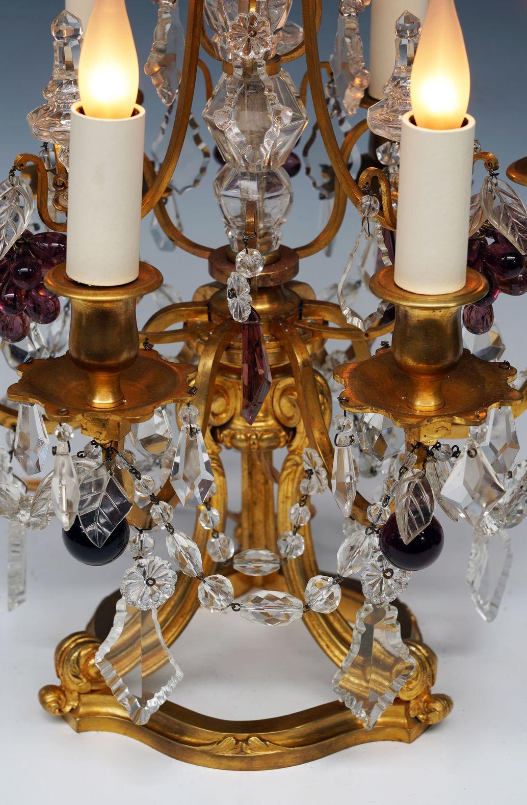 Late 19th Century Pair of Crystal & Gilded Bronze Girandoles attr. to H. Vian, France, circa 1890 For Sale