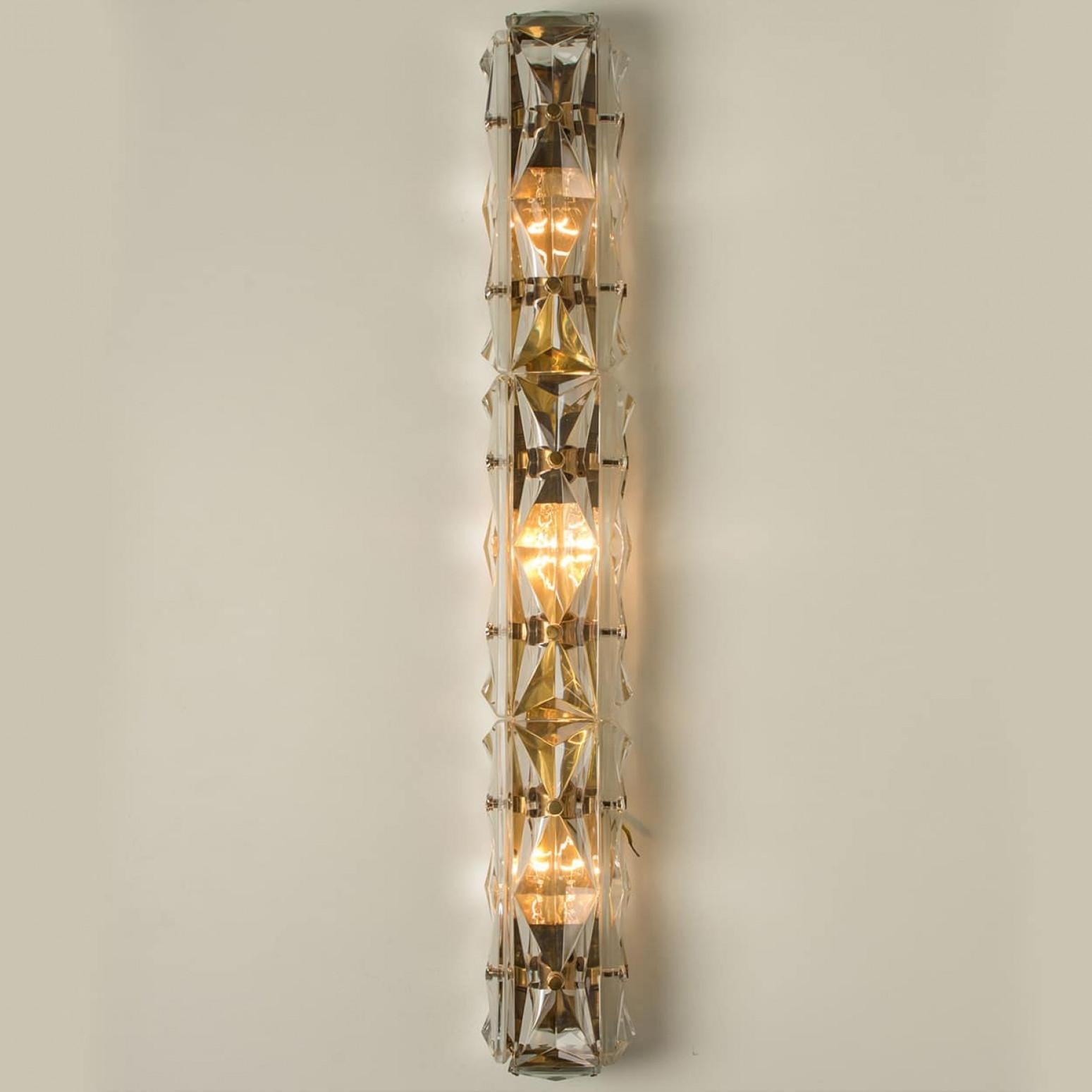 Pareja de apliques de cristal y latón de Kinkeldey, años 70 en venta 5