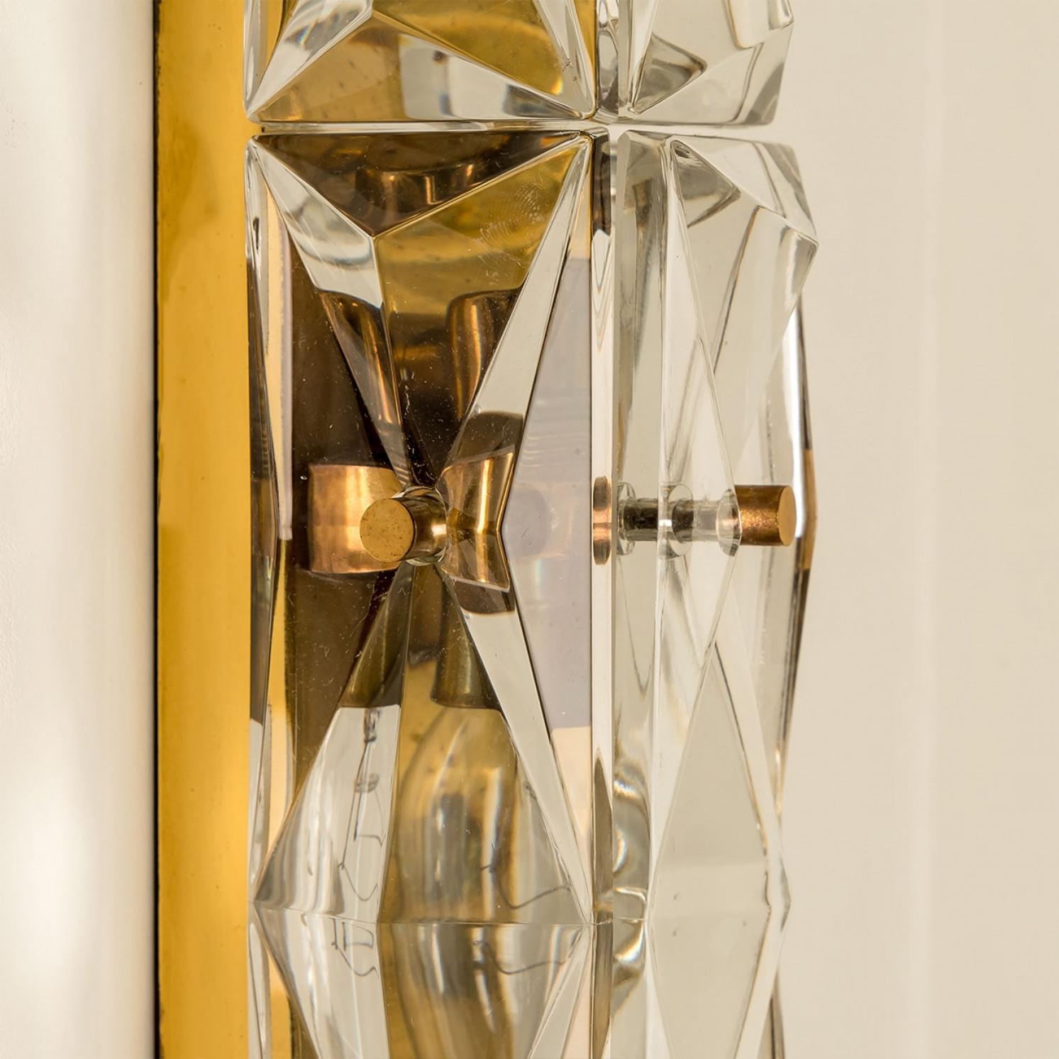 Pareja de apliques de cristal y latón de Kinkeldey, años 70 Moderno de mediados de siglo en venta