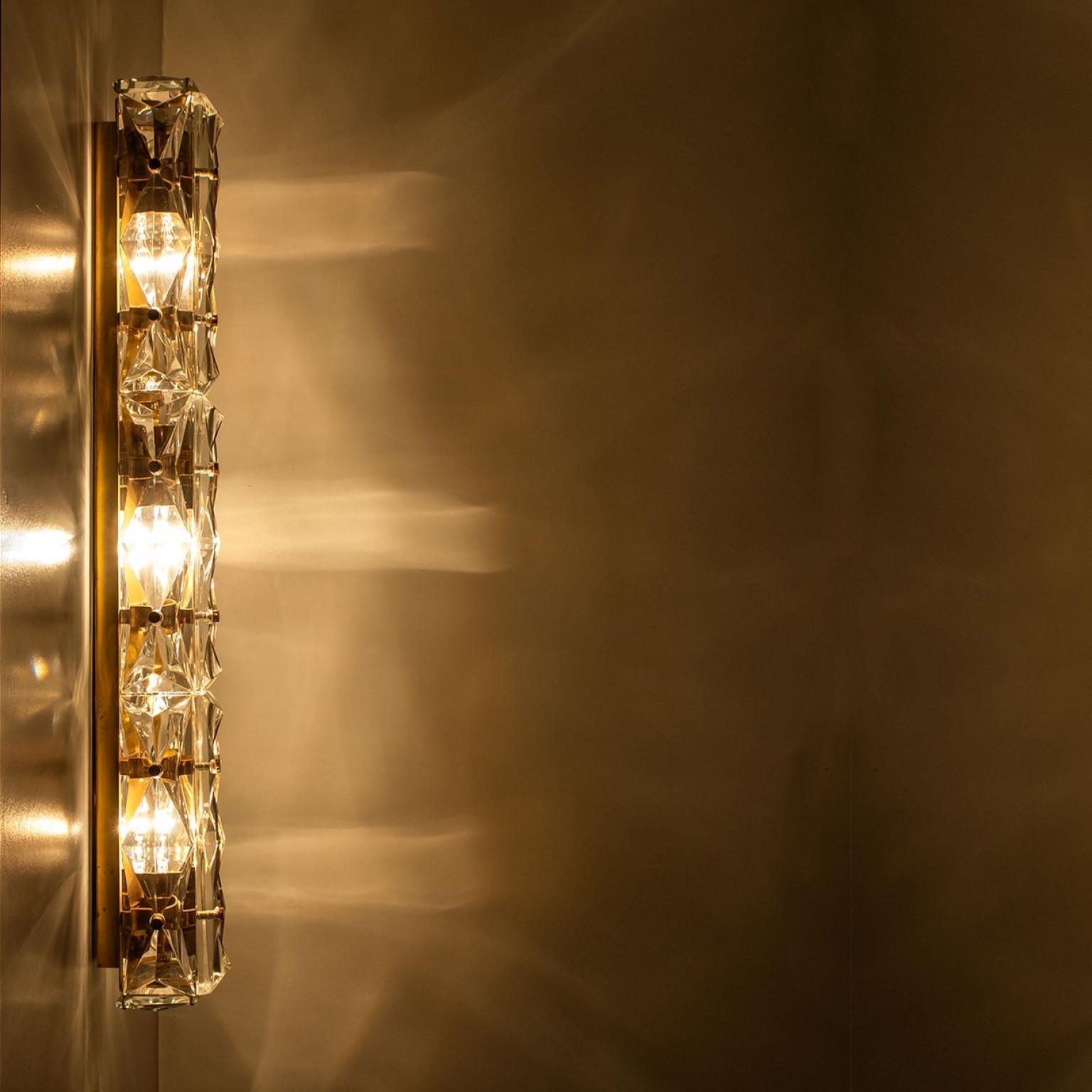 Pareja de apliques de cristal y latón de Kinkeldey, años 70 en venta 1