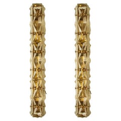 Pair of Crystal Glass and Brass Wall Sconces by Kinkeldey, 1970s