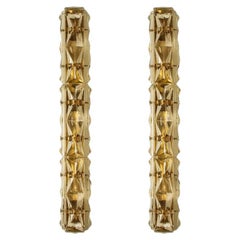 Pair of Crystal Glass and Brass Wall Sconces by Kinkeldey, 1970s