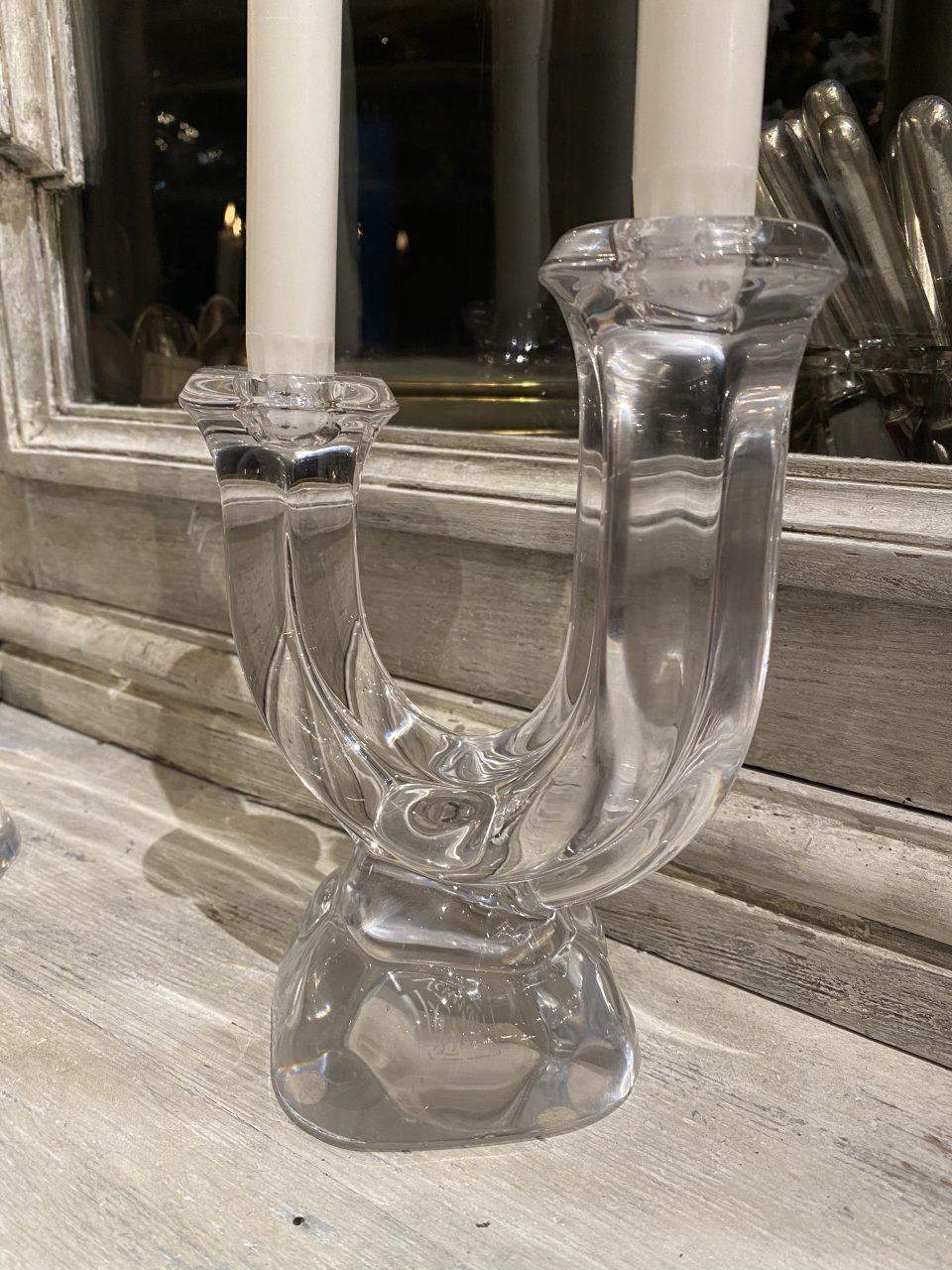 Pair of Crystal Glass Art Vannes Candlesticks-1960s In Good Condition In Copenhagen K, DK
