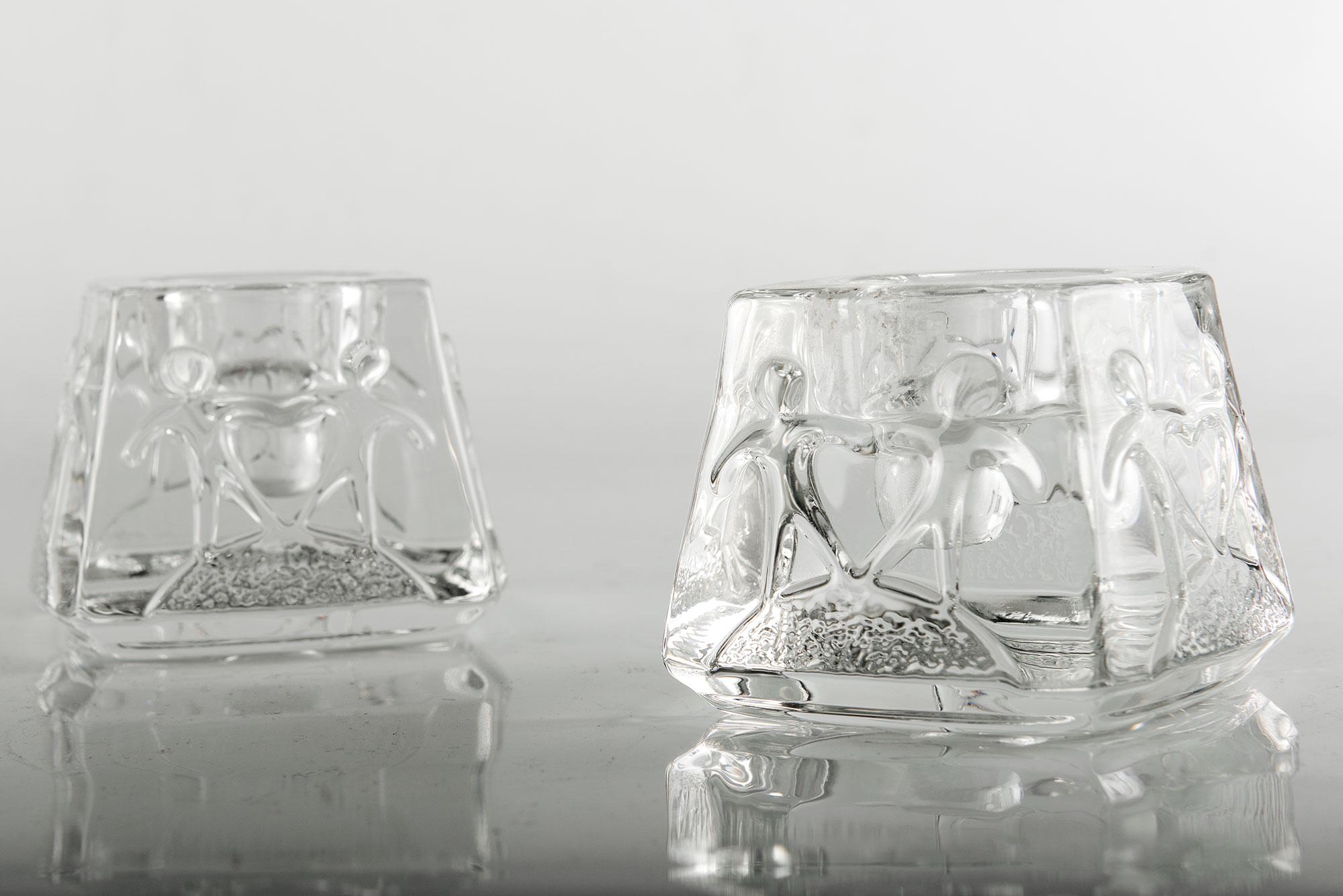 Beautiful Crystal Glass Candle Holder by Orrefors, Sweden.
Original label and signature on the base.