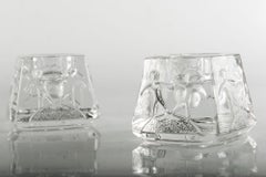 Pair of Crystal Glass Candle Holders by Orrefors, Sweden