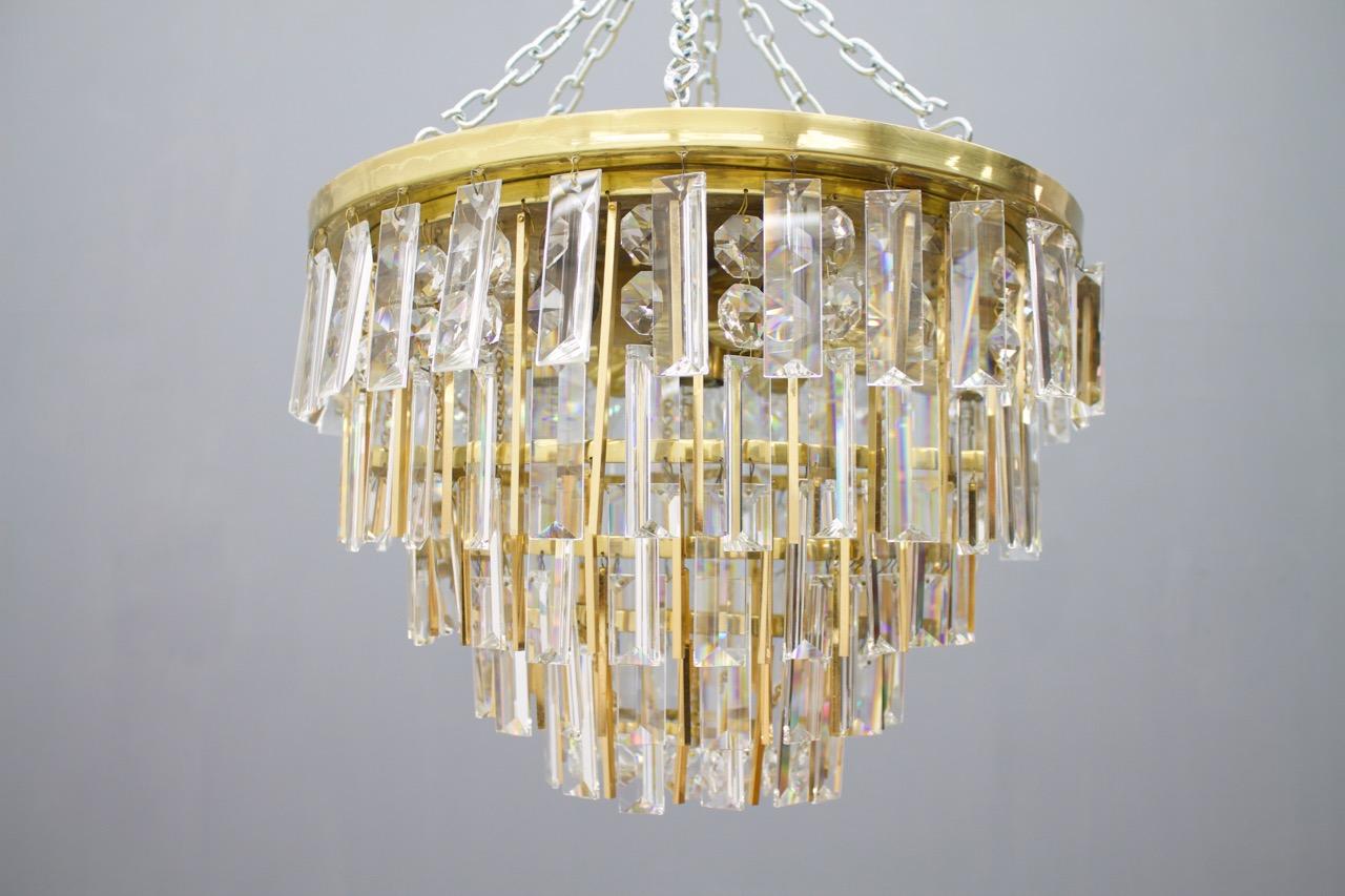 Hollywood Regency One of Two Crystal Glass Flush Mount Chandelier by Palwa, Germany, 1970s For Sale